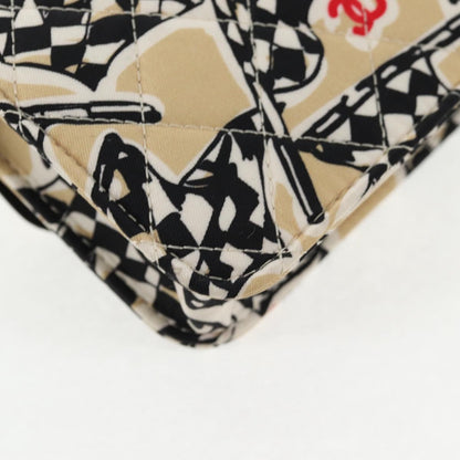 Chanel Flap Card Holder on Chain Quilted Printed Canvas, BEIGE, CANVAS, Card Holders