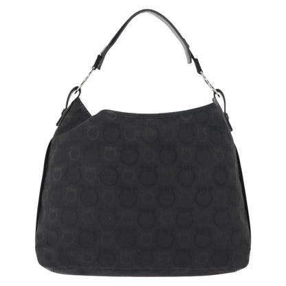 Salvatore Ferragamo Vintage Gancini Convertible Top Handle Bag Canvas, BLACK, CANVAS, Shoulder bag