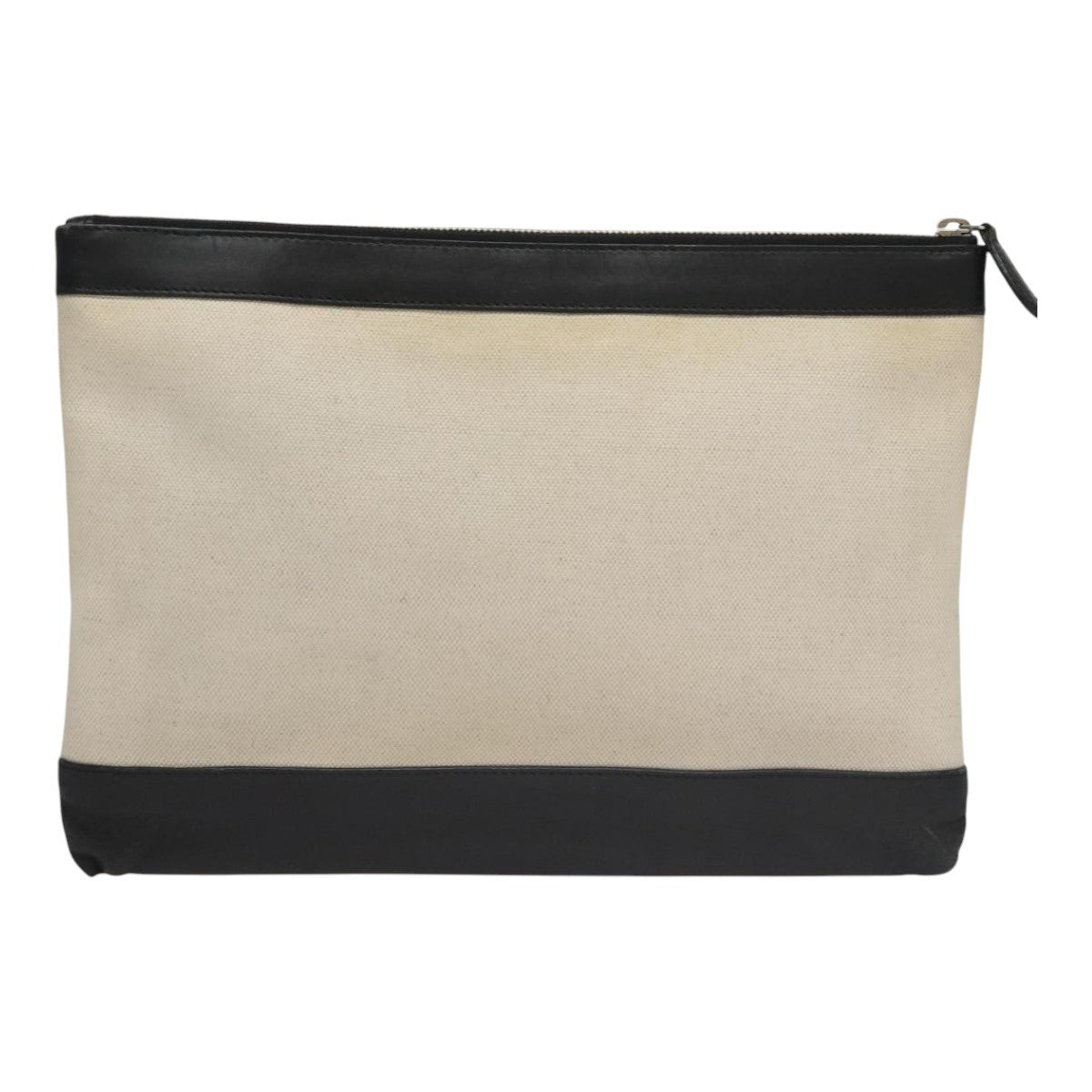 Balenciaga Navy Zip Pouch Canvas and Leather, BLACK, CANVAS, Clutche & pouche