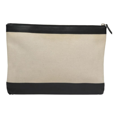 Balenciaga Navy Zip Pouch Canvas and Leather, BLACK, CANVAS, Clutche & pouche