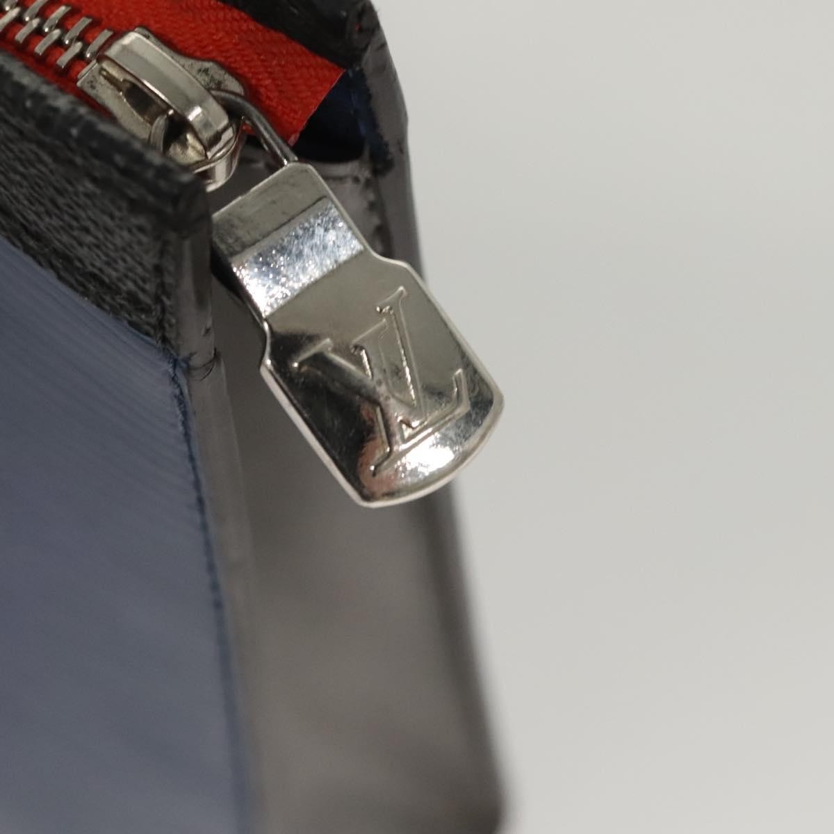 Louis Vuitton Pochette Voyage Epi Leather with Damier Graphite, BLUE, LEATHER, Clutche & pouche