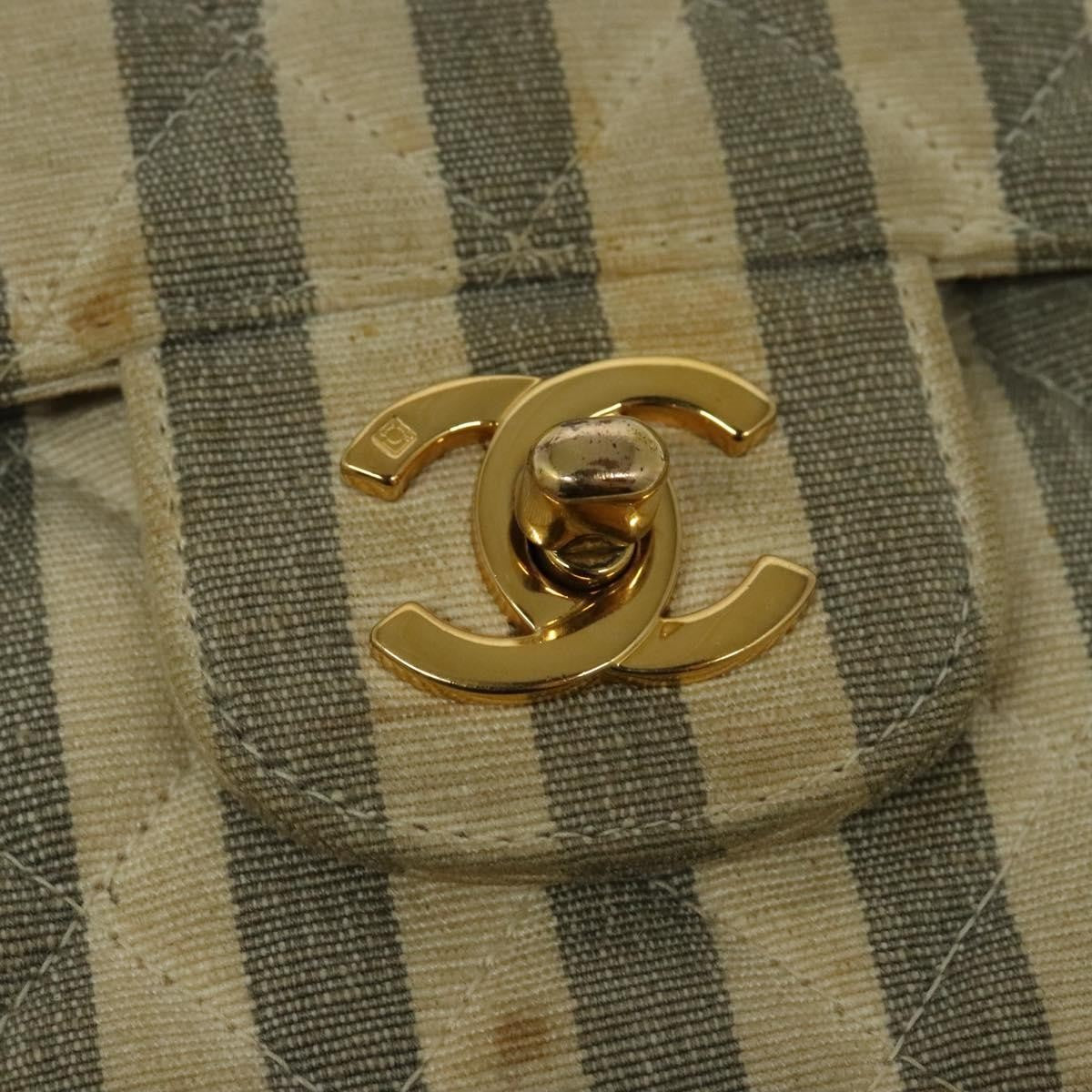 Chanel Vintage Classic Double Flap Bag Quilted Denim, GRAY, CANVAS, Handbag