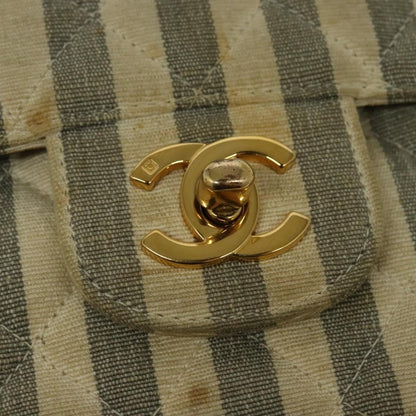 Chanel Vintage Classic Double Flap Bag Quilted Denim, GRAY, CANVAS, Handbag