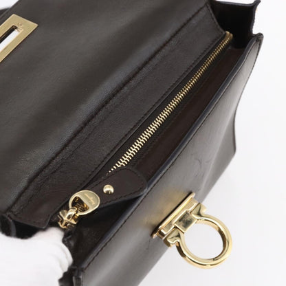 Salvatore Ferragamo Sofia Satchel Leather, BROWN, LEATHER, Handbag