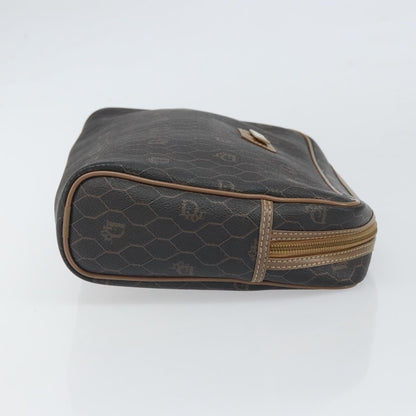 Christian Dior Vintage Honeycomb Zip Pouch Canvas and Leather, BLACK, CANVAS, Clutche & pouche