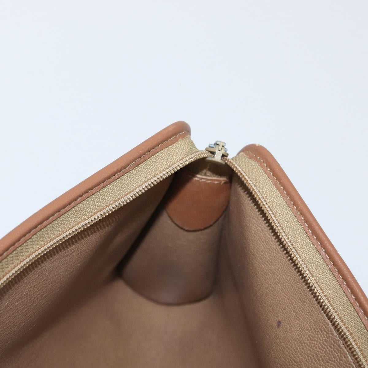 Christian Dior Vintage Honeycomb Zip Pouch Canvas and Leather, BEIGE, CANVAS, Clutche & pouche