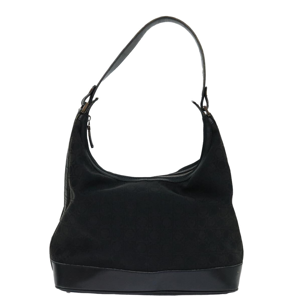 Salvatore Ferragamo Vintage Shoulder Bag Canvas, BLACK, CANVAS, Shoulder bag
