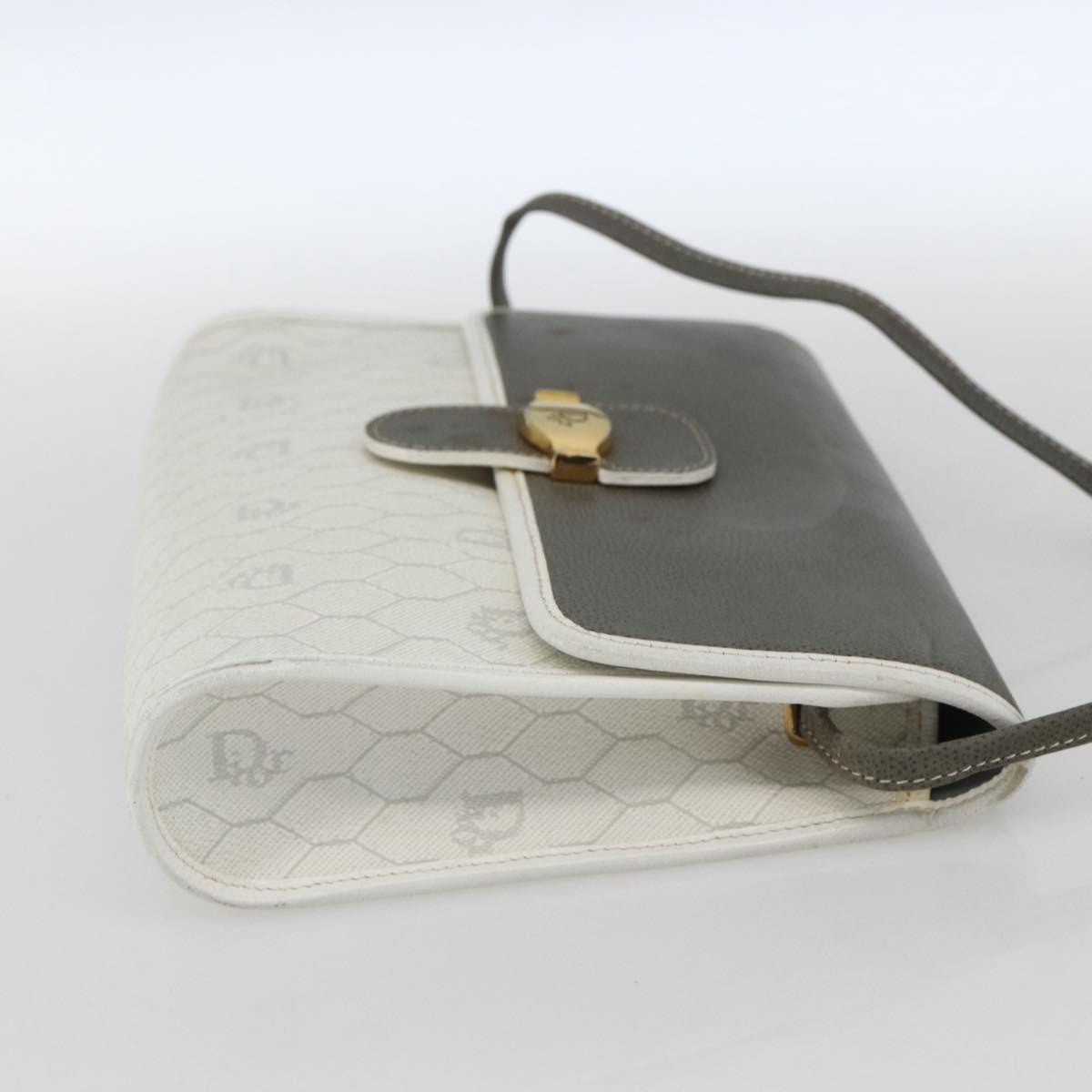 Christian Dior Vintage Honeycomb Shoulder Bag Canvas and Leather, WHITE, CANVAS, Shoulder bag