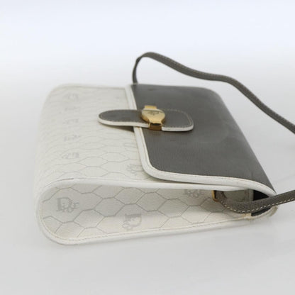Christian Dior Vintage Honeycomb Shoulder Bag Canvas and Leather, WHITE, CANVAS, Shoulder bag