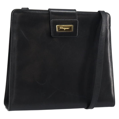 Salvatore Ferragamo Vintage Shoulder Bag Leather, BLACK, LEATHER, Shoulder bag