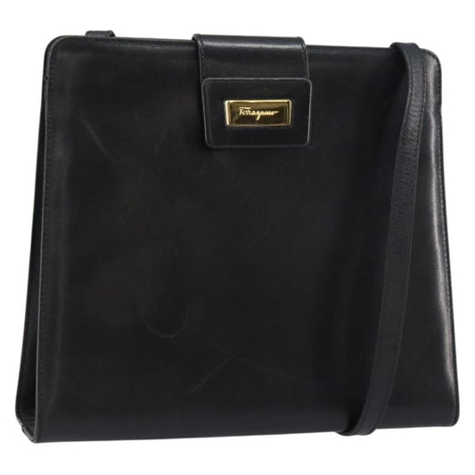 Salvatore Ferragamo Vintage Shoulder Bag Leather, BLACK, LEATHER, Shoulder bag