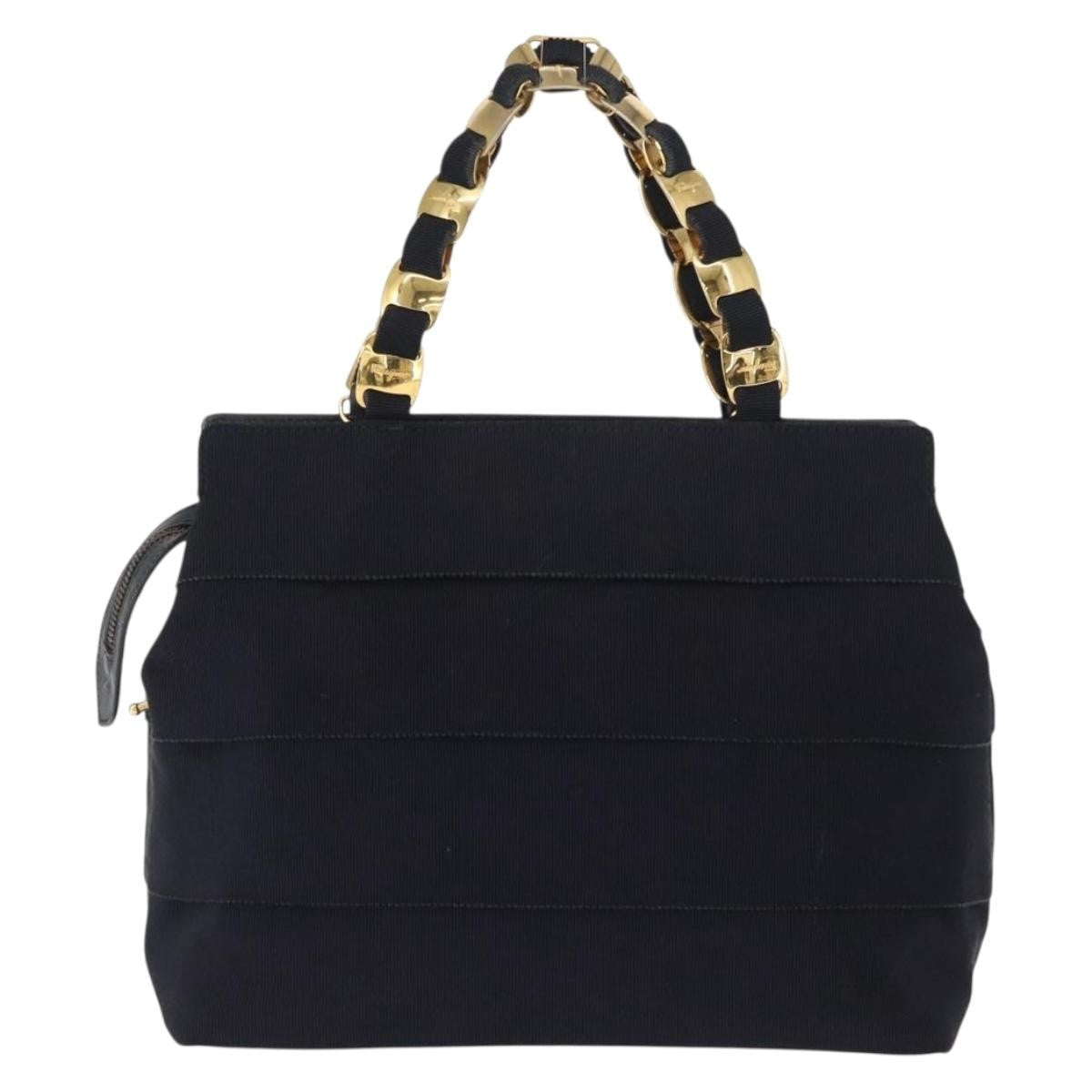 Salvatore Ferragamo Vala Handbag Canvas, NAVY, CANVAS, Handbag