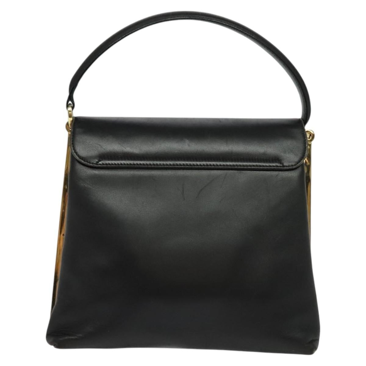 Salvatore Ferragamo Vintage Handbag Leather, BLACK, LEATHER, Handbag