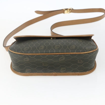 Christian Dior Vintage Honeycomb Flap Crossbody Bag Canvas and Leather, KHAKI, CANVAS, Shoulder bag