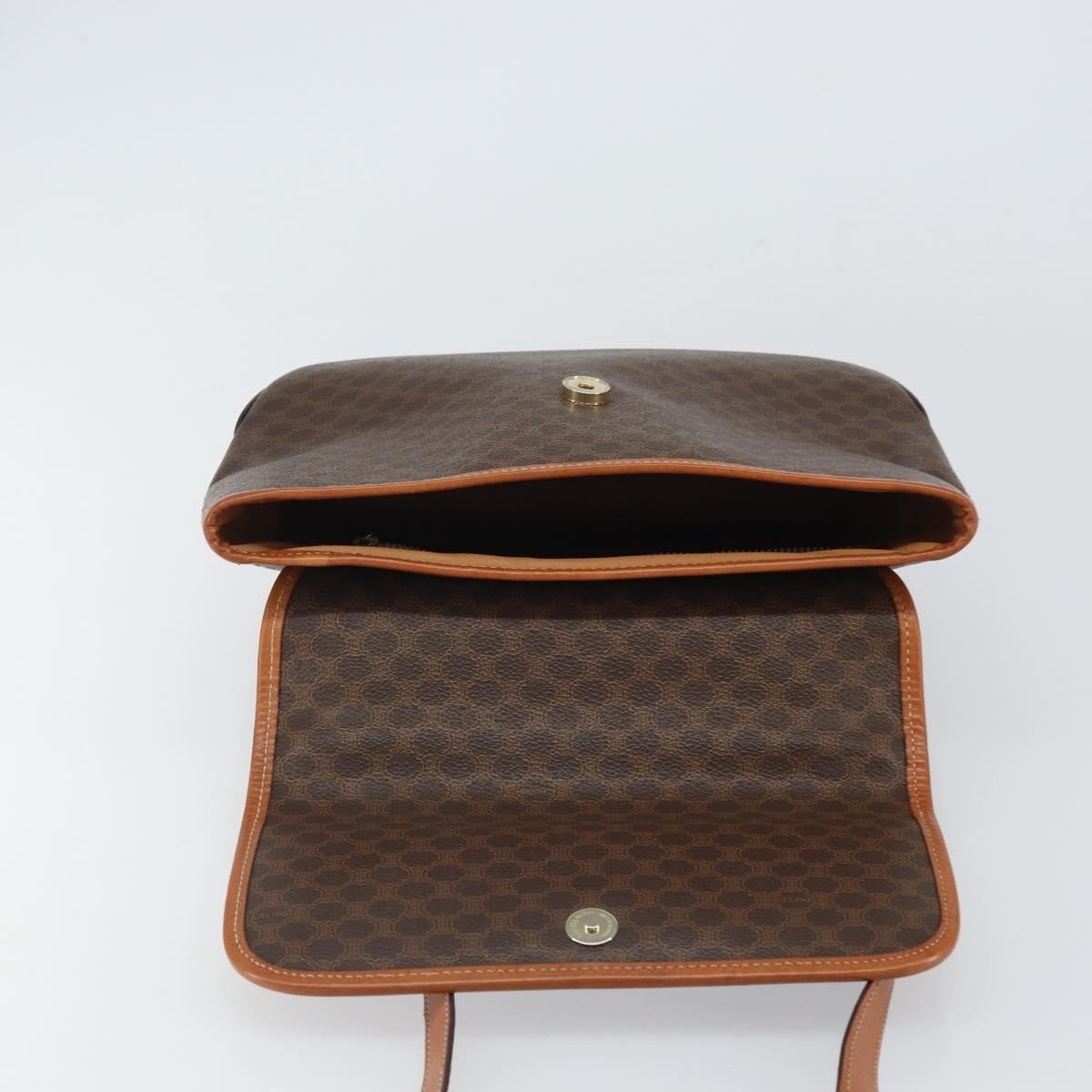 Celine Vintage Macadam Handbag Canvas, BROWN, PVC, Handbag
