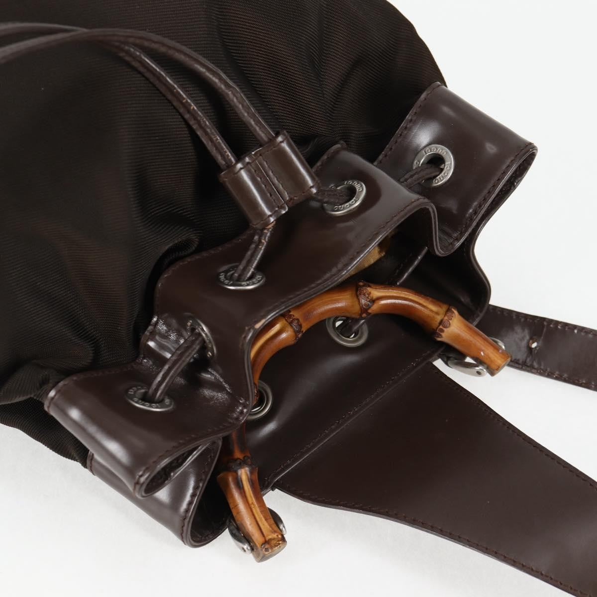 Gucci Vintage Bamboo Sling Backpack Nylon, BROWN, NYLON, Backpack