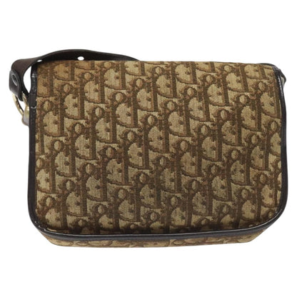 Christian Dior Vintage Trotter Flap Shoulder Bag Canvas, BROWN, CANVAS, Shoulder bag