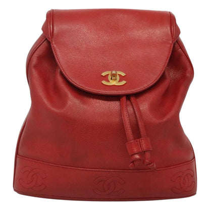 Chanel Vintage Backpack Caviar, RED, LEATHER, Backpack