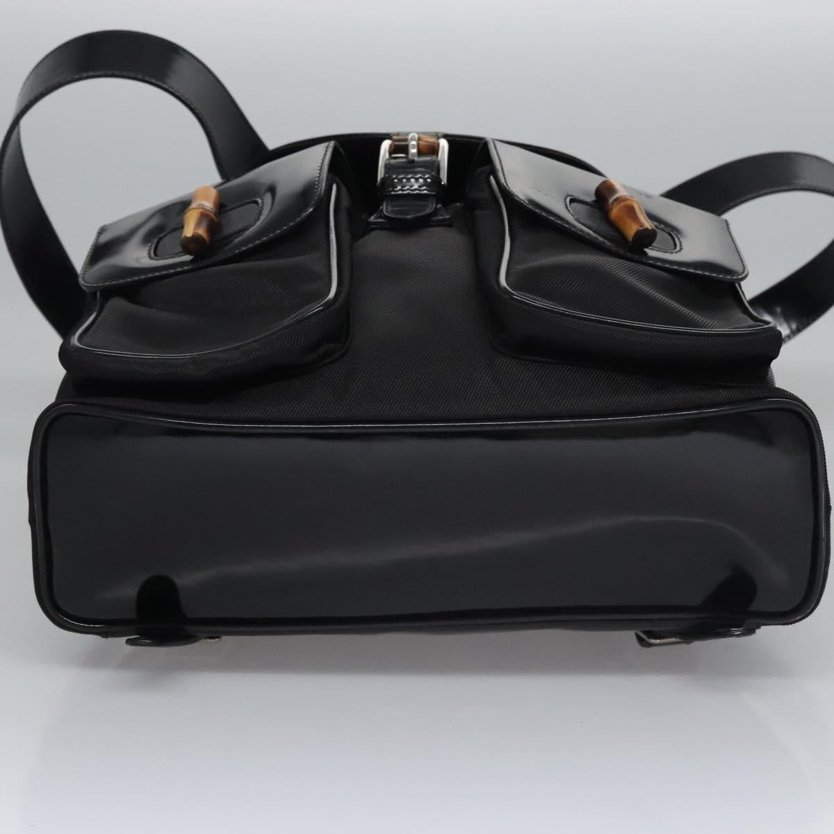 Gucci Vintage Bamboo Backpack Patent, BLACK, PATENT_LEATHER, Backpack