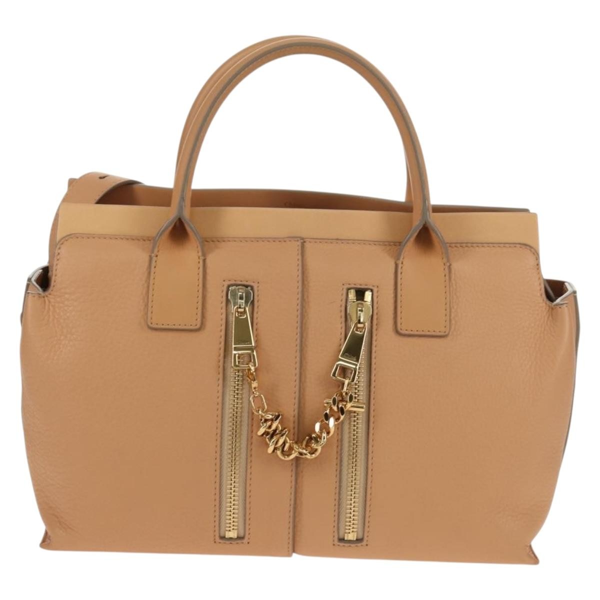 Chloe Cate Satchel Leather, Beige, Leather, Tote Bag