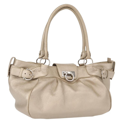 Salvatore Ferragamo Gancini handbag Leather, GOLD, LEATHER, Handbag