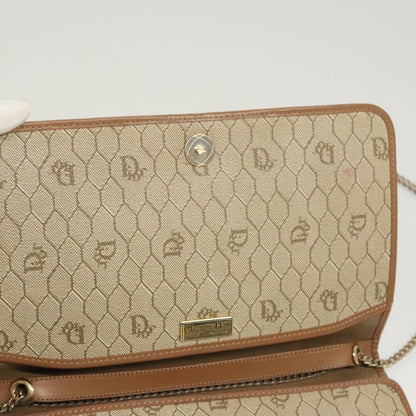 Christian Dior Vintage Honeycomb chain Canvas, BEIGE, CANVAS, Handbag