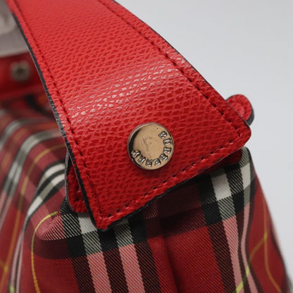 Burberry Nova Check Handbag Leather and Nylon, Red, Nylon, Handbag
