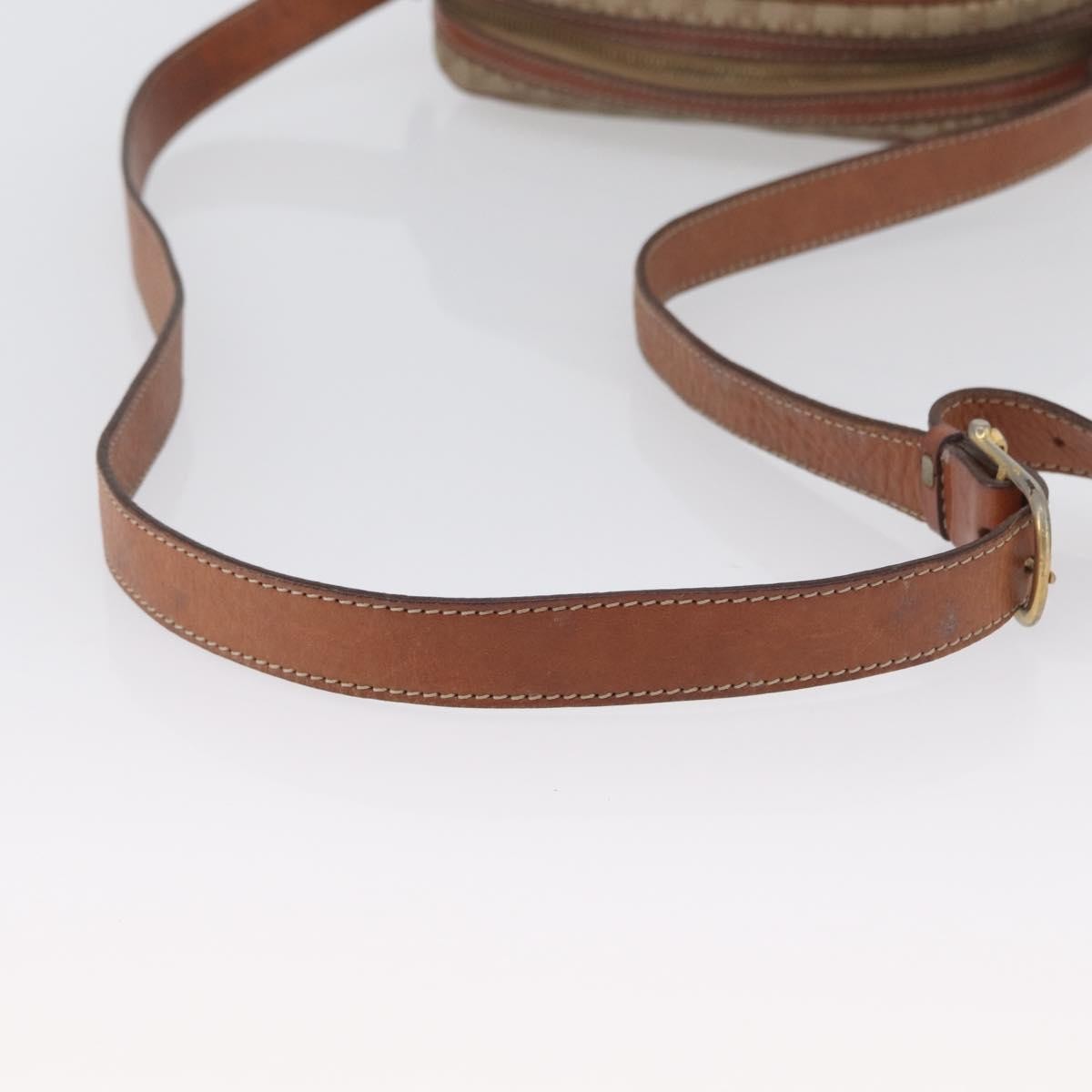 Celine Vintage Macadam Shoulder Bag Canvas and Leather, BEIGE, CANVAS, Shoulder bag
