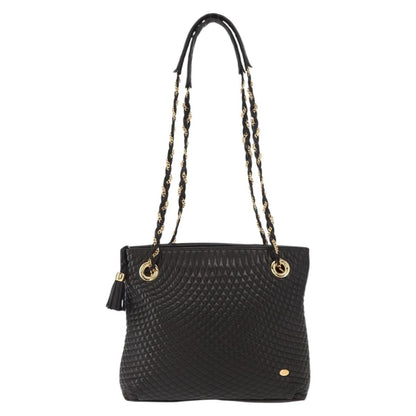 Bally Vintage Chain Shoulder Bag Quilted Leather, Black, Leather, Shoulder Bag