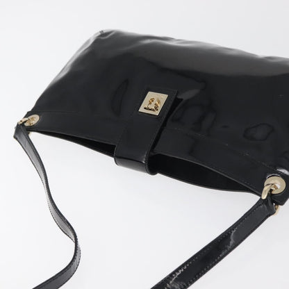 Salvatore Ferragamo Gancini Shoulder Bag Patent Leather, Black, Patent Leather, Shoulder Bag