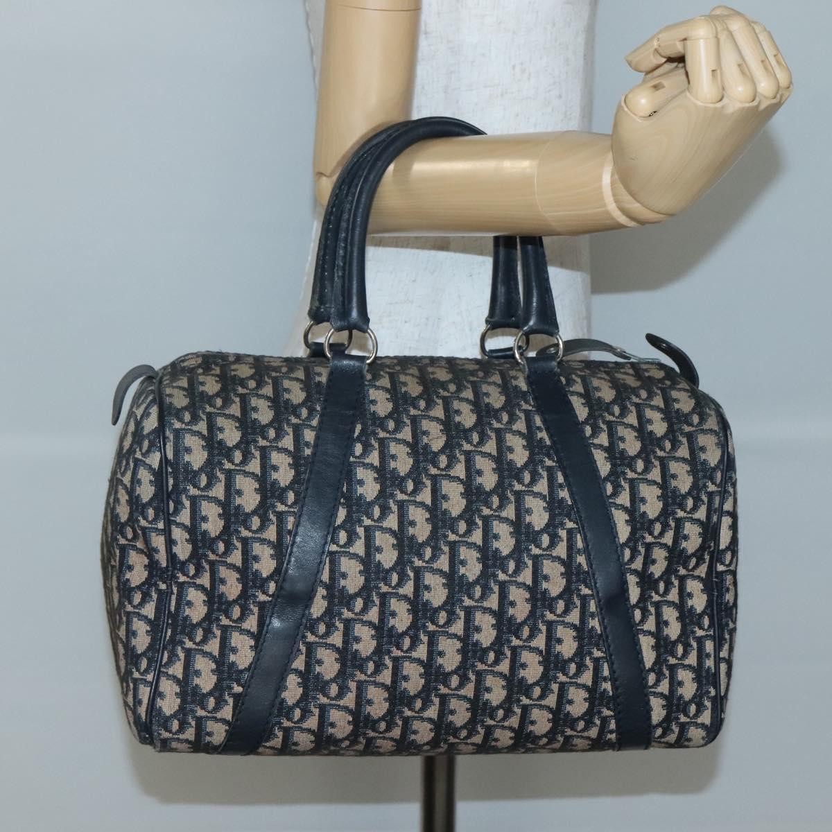 Christian Dior Bowling Bag Oblique Canvas, NAVY, CANVAS, Handbag