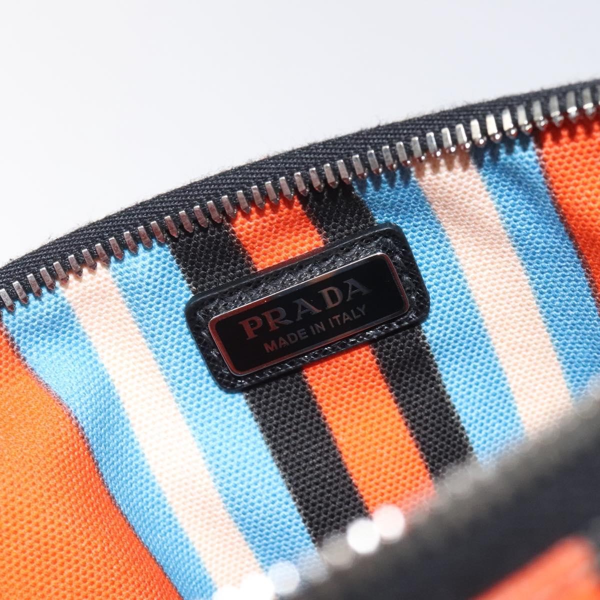 Prada Triangle Logo Wristlet Pouch Canvas, ORANGE, CANVAS, Clutche & pouche