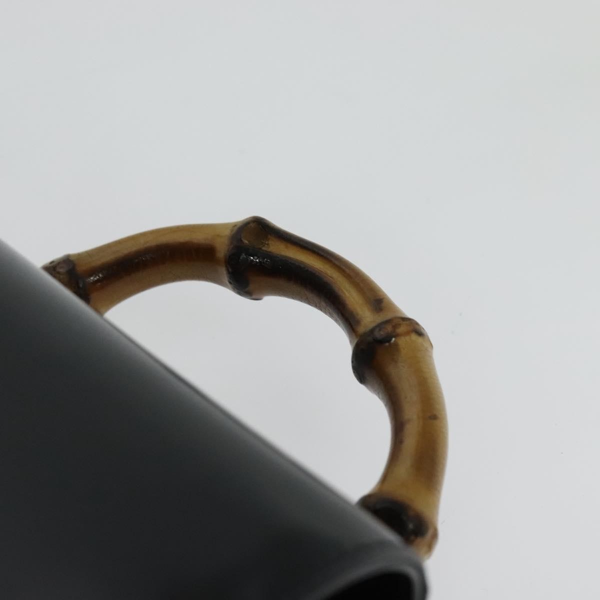 Gucci Vintage Bamboo Backpack Nylon and Patent Leather, BLACK, NYLON, Backpack