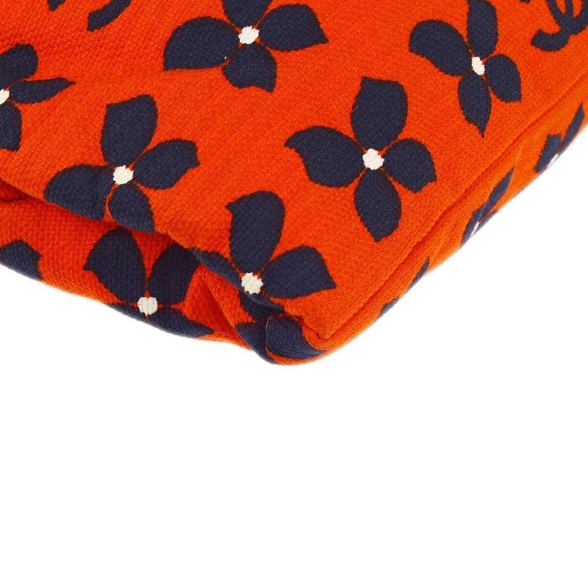 Chanel Vintage Frame Shoulder Bag Printed Canvas, ORANGE, CANVAS, Tote bag
