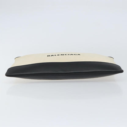 Balenciaga Clip P Pouch Leather, BEIGE, CANVAS, Clutche & pouche