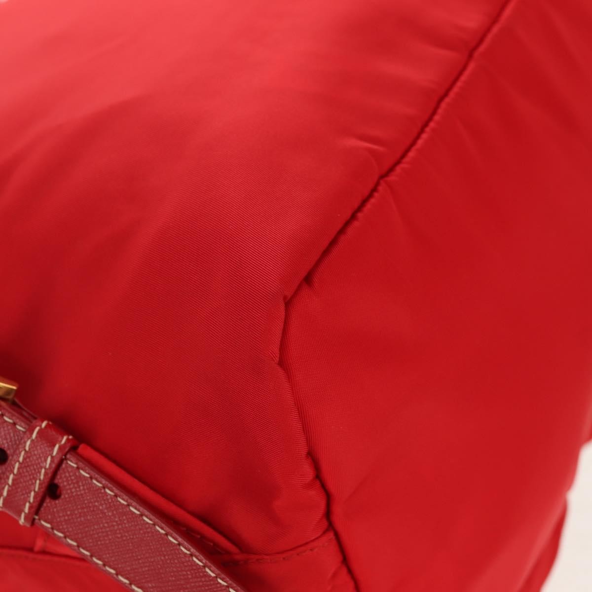Prada Vela Double Front Pocket Backpack Tessuto with Saffiano Leather, Red, Nylon, Backpack
