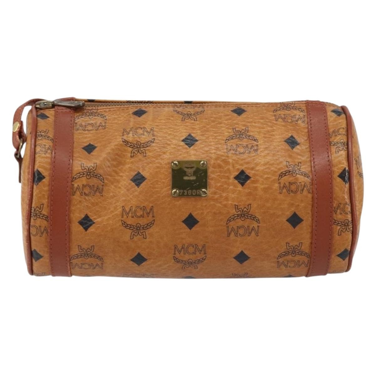MCM Visetos Shoulder bag Canvas and Leather, BROWN, CANVAS, Shoulder bag