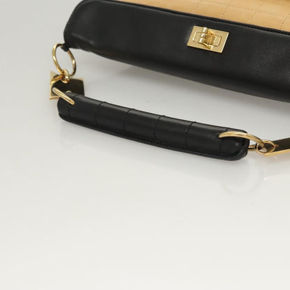 Chanel Chocolate Bar CC Handbag Quilted Lambskin, Beige, Leather, Handbag