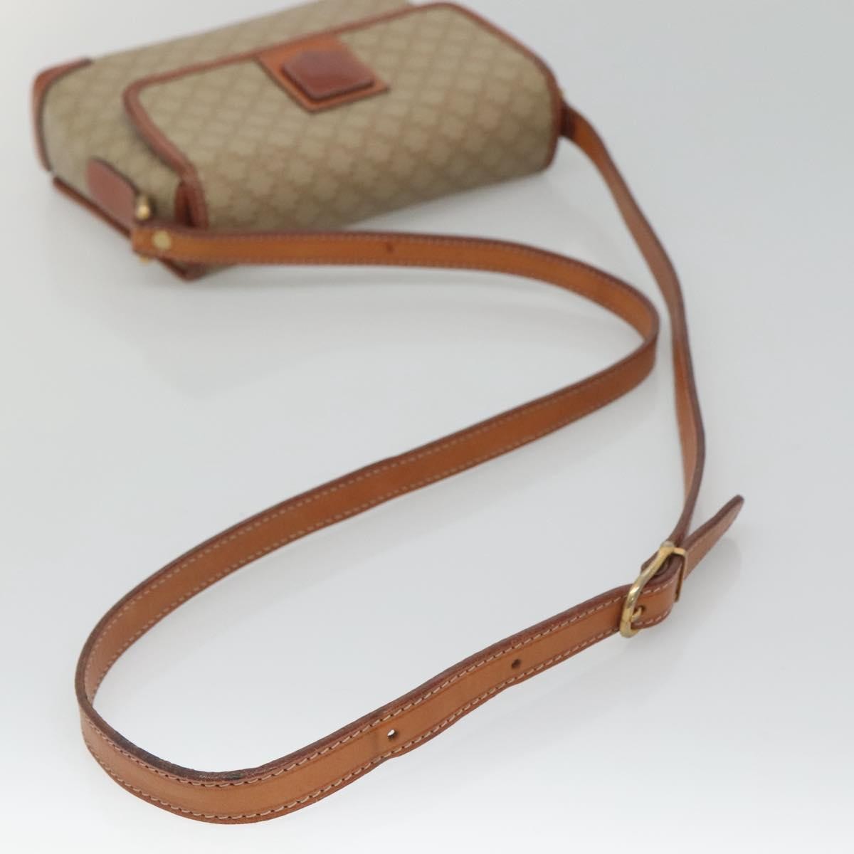 Celine Vintage Macadam Shoulder Bag Canvas and Leather, BEIGE, CANVAS, Shoulder bag