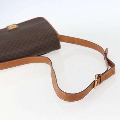 Celine Vintage Macadam Shoulder Bag Canvas and Leather, BROWN, CANVAS, Shoulder bag