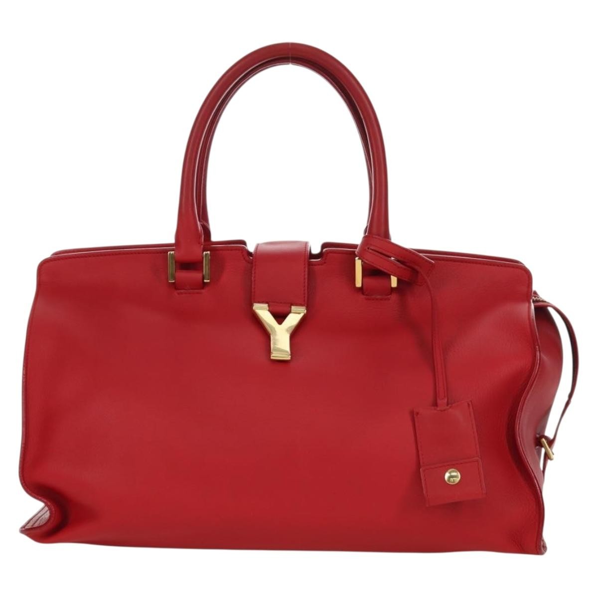 Saint Laurent Classic Y Cabas Leather, RED, LEATHER, Handbag