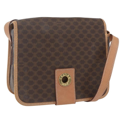 Celine Vintage Macadam Shoulder Bag Canvas and Leather, BROWN, CANVAS, Shoulder bag