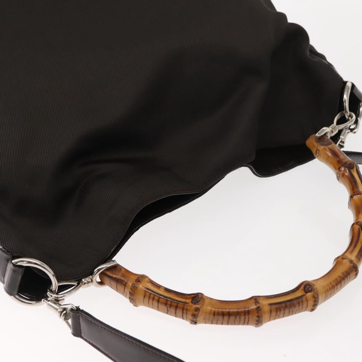 Gucci Vintage Bamboo Shoulder Bag Nylon, Brown, Nylon, Shoulder Bag