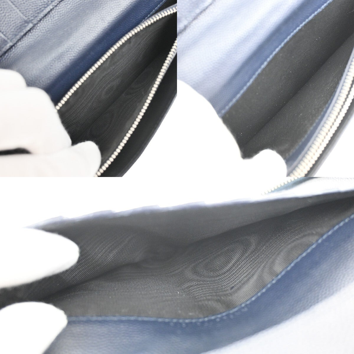 Saint Laurent Classic Zip Around Organizer Wallet Leather, NAVY, LEATHER, Wallets