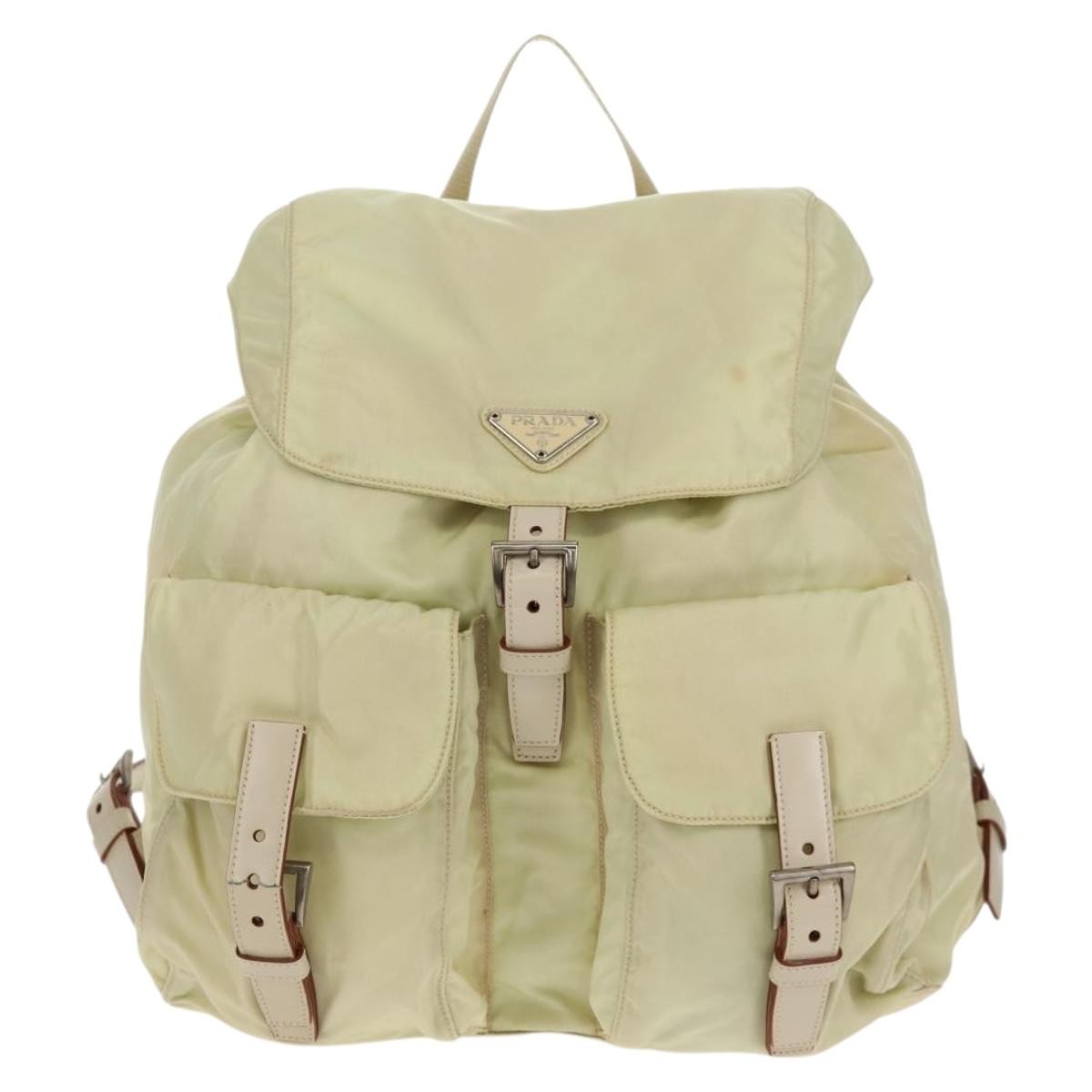Prada Sac à dos Re-nylon nylon, BEIGE, NYLON, Backpack