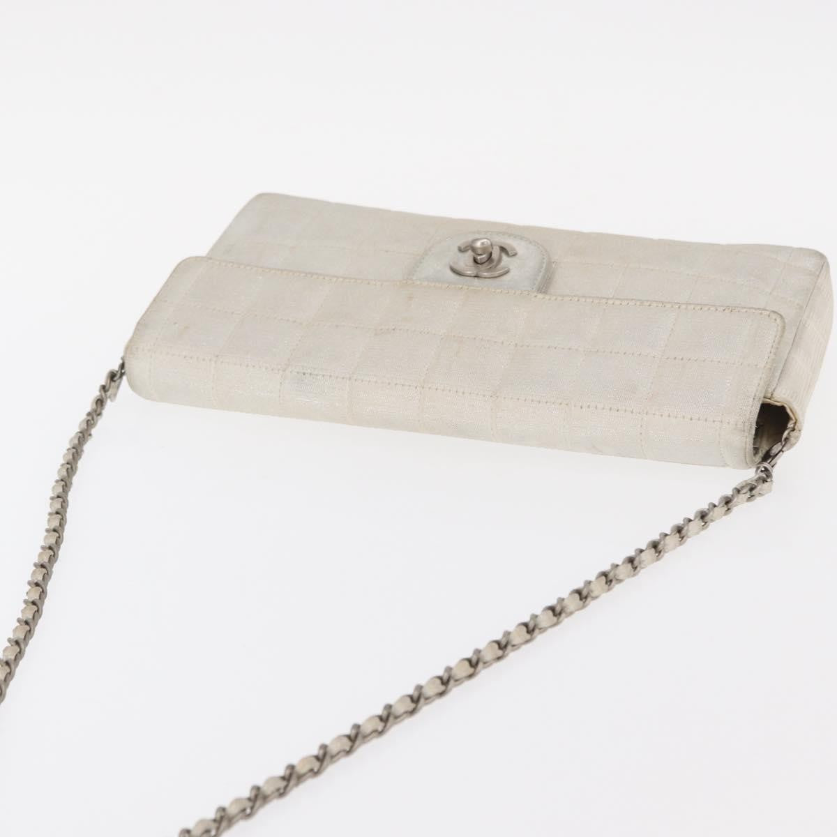 Chanel Travel Line Flap Bag Canvas, SILVER, CANVAS, Shoulder bag