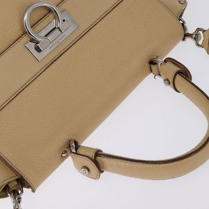 Salvatore Ferragamo Sofia Satchel Grainy Leather, BEIGE, LEATHER, Handbag