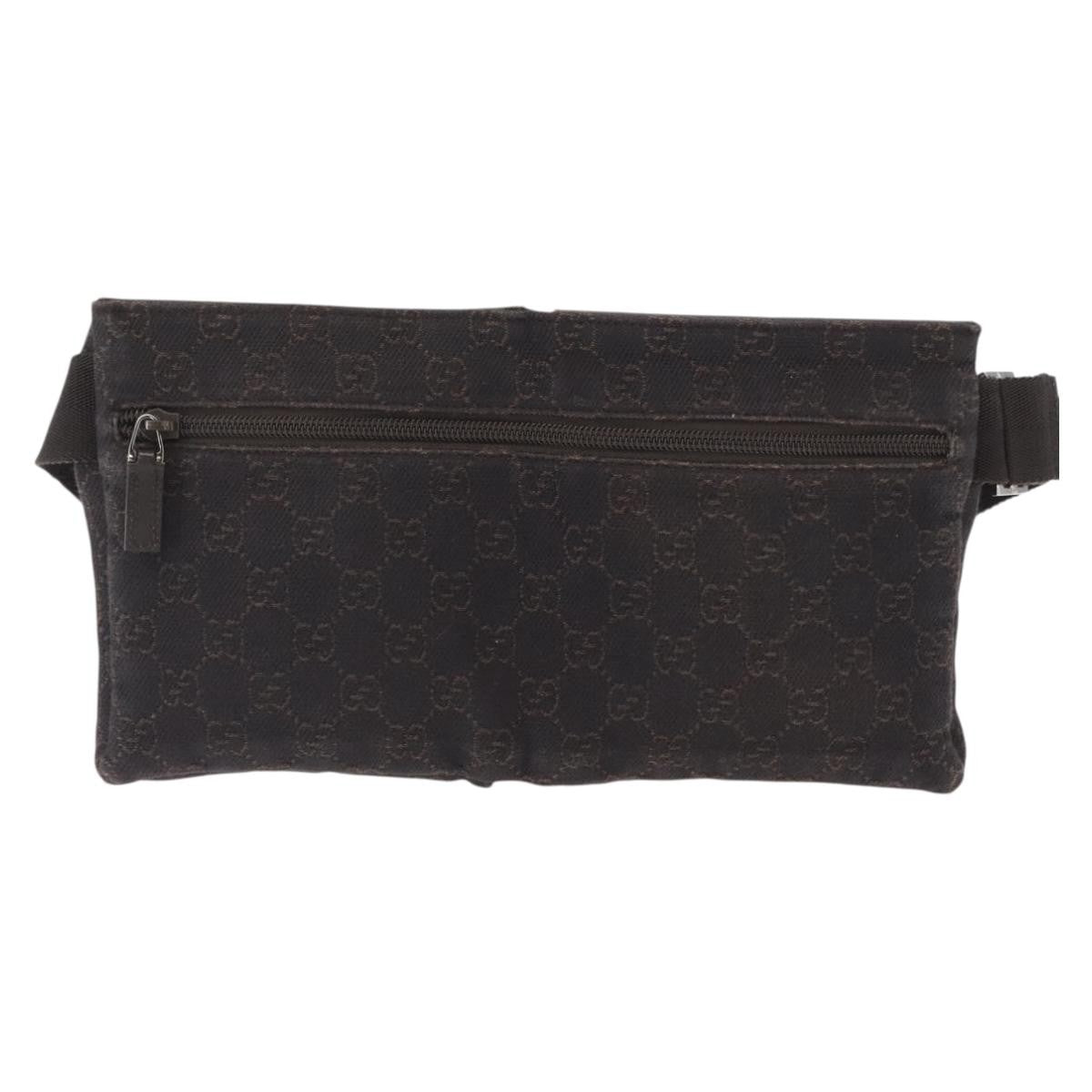 Gucci Vintage Double Belt Bag GG Canvas with Leather, BROWN, CANVAS, Clutche & pouche