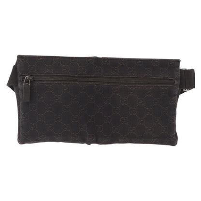 Gucci Vintage Double Belt Bag GG Canvas with Leather, BROWN, CANVAS, Clutche & pouche