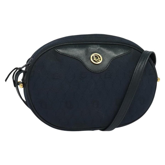 Christian Dior Vintage Honeycomb Shoulder Bag Canvas, NAVY, CANVAS, Shoulder bag